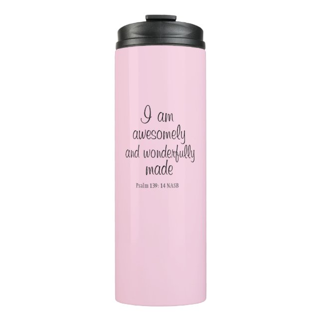 Bouteilles Isothermes Affirmation Biblique Positive Rose Clair Simple (Devant)