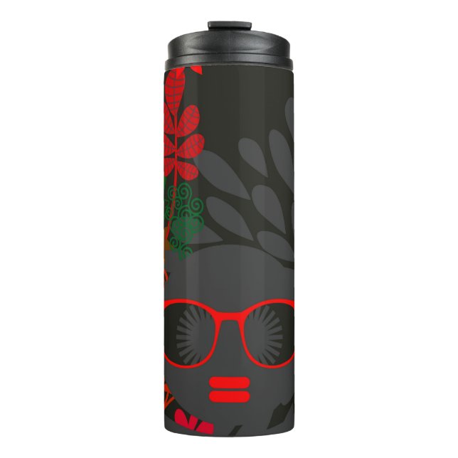 Bouteilles Isothermes Afro Diva Rouge Vert Ardoise Noir (Devant)