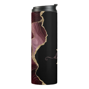 Bouteilles Isothermes Agate Burgundy Pailleté Or Élégant et Stylé
