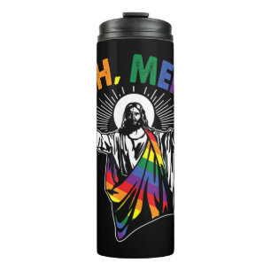 Bouteilles Isothermes Ah Men Funny LGBT Gay pride Jesus Rainbow Flag Chr