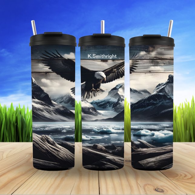 Bouteilles Isothermes Aigle à tête blanche au-dessus de sommets gelés (Créateur téléchargé)