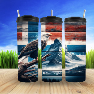 Bouteilles Isothermes Aigle Bald Sur Drapeau Rustique