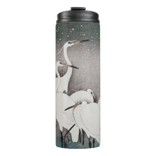 Bouteilles Isothermes Aigrettes de Koson dans la neige : vintage japonai