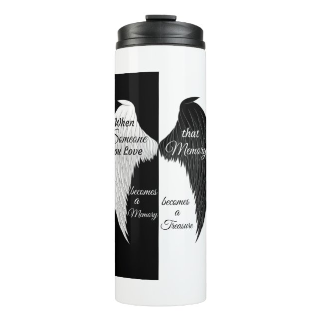 Bouteilles Isothermes Ailes d'ange noir et blanc (Devant)