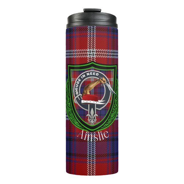 Bouteilles Isothermes Ainslie Scottish Clan Tartan & Crest (Devant)