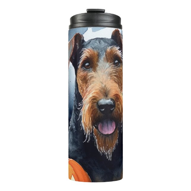 Bouteilles Isothermes Airedale d'Halloween avec citrouilles effrayant (Devant)