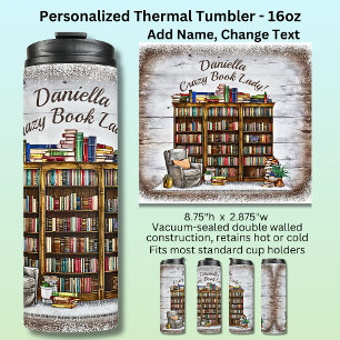 Bouteilles Isothermes Ajouter Nom, Dame de Livre Folle, Chaise de Biblio