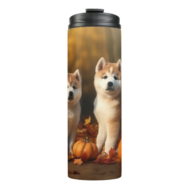 Bouteilles Isothermes Akita Puppy Citrouille d&#x27;automne (Devant)