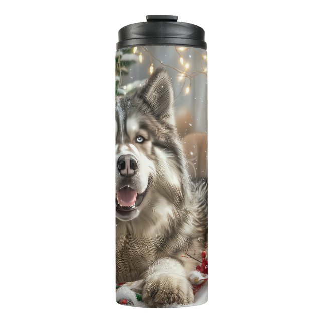 Bouteilles Isothermes Alaskan Malamute Chien Fête de Noël (Devant)