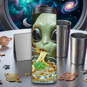 Bouteilles Isothermes Alien drôle mangeant des nouilles Ramen