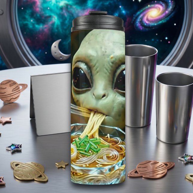 Bouteilles Isothermes Alien drôle mangeant des nouilles Ramen (Créateur téléchargé)
