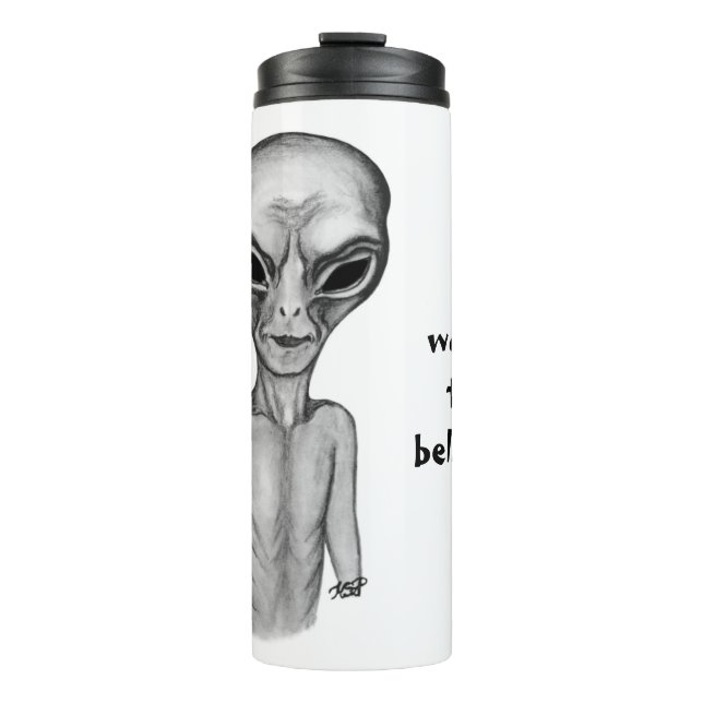 Bouteilles Isothermes Alien gris, je veux croire (Devant)