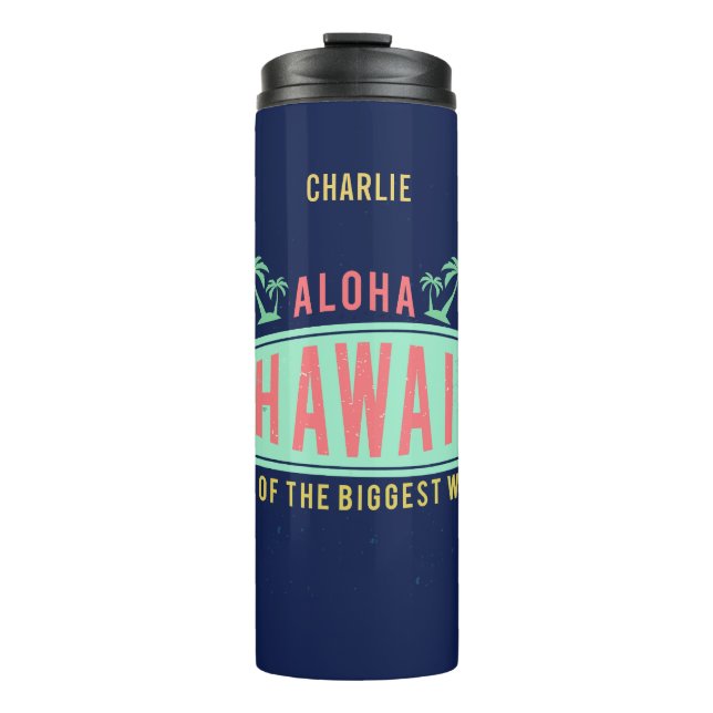Bouteilles Isothermes Aloha Hawaiian Surfer nom personnalisé tumbler (Devant)