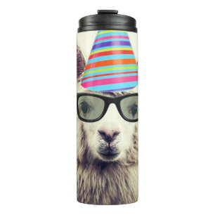 Bouteilles Isothermes Alpaca dans les lunettes et Casquette de fête