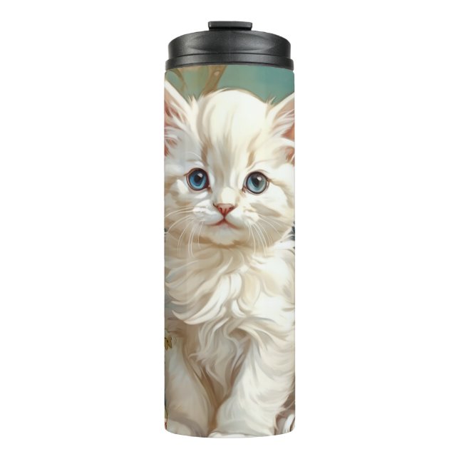 Bouteilles Isothermes Alphonse Mucha Style Chat blanc (Devant)