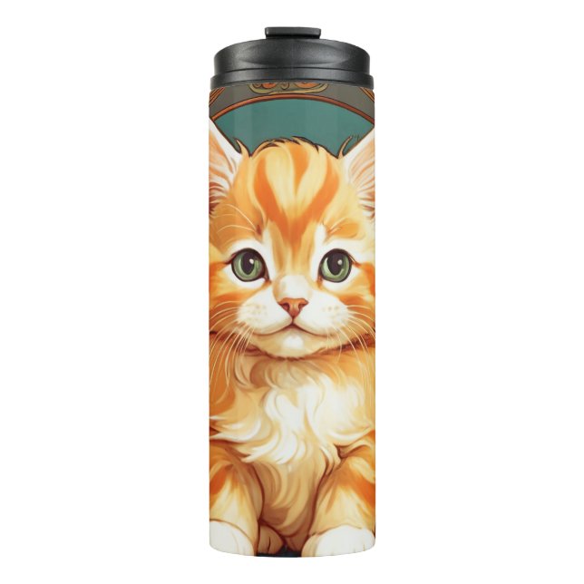 Bouteilles Isothermes Alphonse Mucha Style Chat orange (Devant)