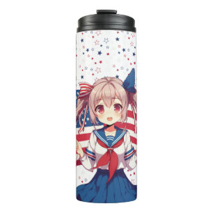 Bouteilles Isothermes Américaine patriotique fille d'anime