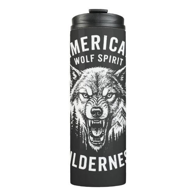 Bouteilles Isothermes American Wolf Spirit Wilderness T-Shirt (Devant)