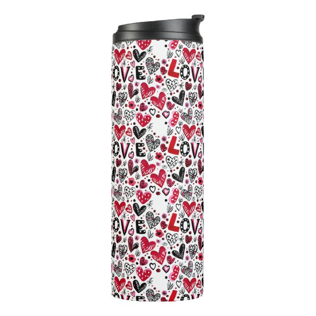 Bouteilles Isothermes amour et coeurs doodle art valentin (Tourné sur la gauche)