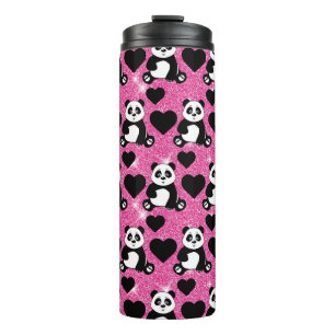 Bouteilles Isothermes Amoureux d'animaux ours panda Cœurs noirs Paillett