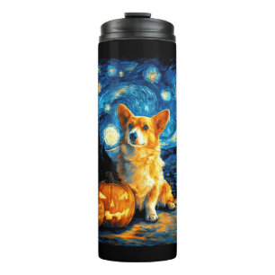 Bouteilles Isothermes Amoureux de chiens Corgi Peinture de van gogh nuit