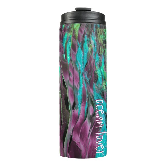 Bouteilles Isothermes Amoureux de l'océan Algue Eau Herbe Texte Turquois (Devant)