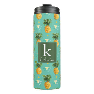 Bouteilles Isothermes Ananas lumineux sur le monogramme géométrique du