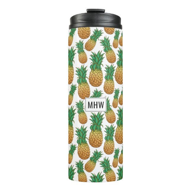 Bouteilles Isothermes Ananas Motif personnalisé monogramme tumbler (Devant)