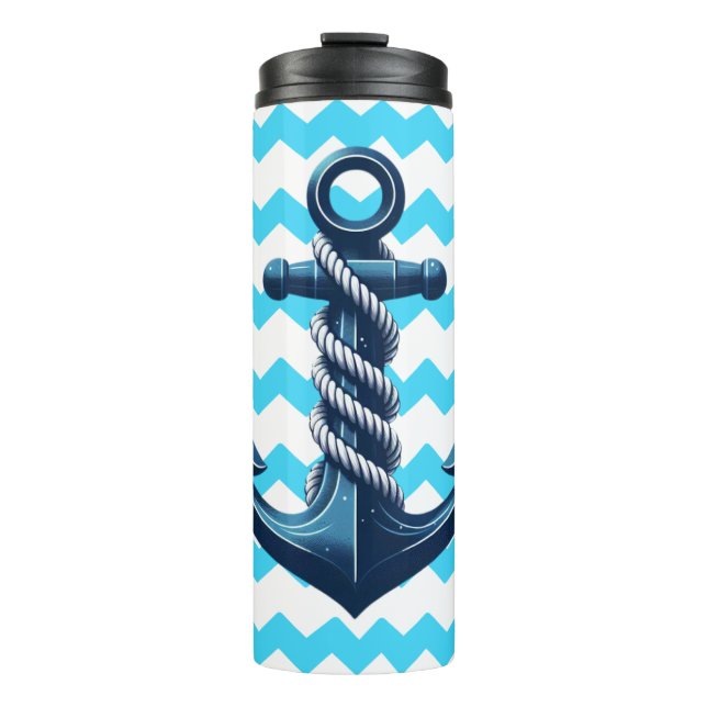 Bouteilles Isothermes Ancrage bleu avec vagues bleues (Devant)