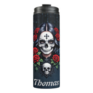 Bouteilles Isothermes Ange crâne sucre avec Roses.