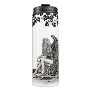 Bouteilles Isothermes Angel, perdu dans la pensée, noir et blanc Design
