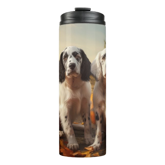 Bouteilles Isothermes Anglais Setter Puppy Automne Citrouille de plaisir (Devant)