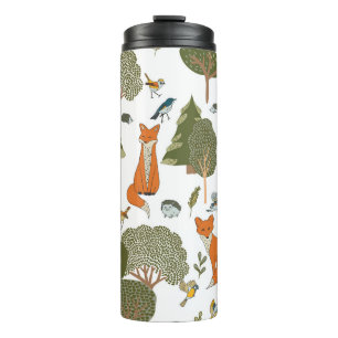 Bouteilles Isothermes Animaux forestiers : renards, oiseaux motifs