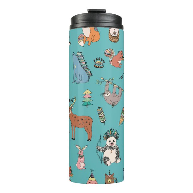 Bouteilles Isothermes Animaux tribaux : motif forestier. (Devant)