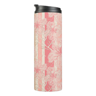 Bouteilles Isothermes Apricot motif à rayures florales rose