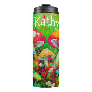 Bouteilles Isothermes Aquarelle Abstrait Champignons Personnalisé