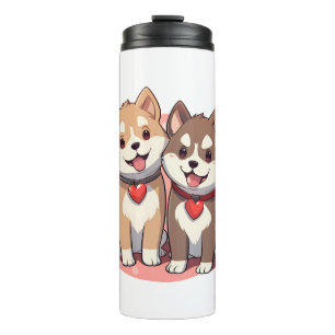 Bouteilles Isothermes Aquarelle Akita Puppies