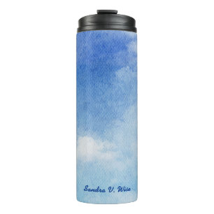 Bouteilles Isothermes Aquarelle bleu & blanc sur mesure