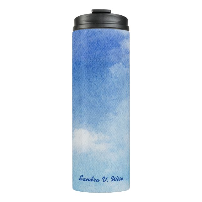 Bouteilles Isothermes Aquarelle bleu & blanc sur mesure (Devant)
