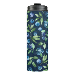 Bouteilles Isothermes Aquarelle Blueberry Dark Arrière - plan Motif