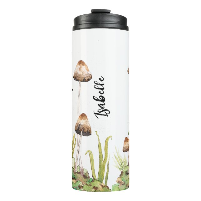 Bouteilles Isothermes Aquarelle Brown de champignons forestiers (Devant)