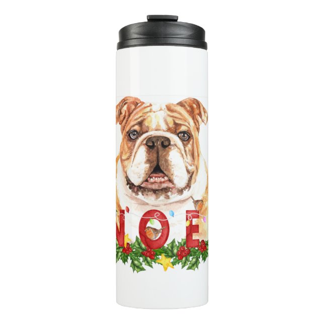 Bouteilles Isothermes Aquarelle Bulldog Noel Noël (Devant)