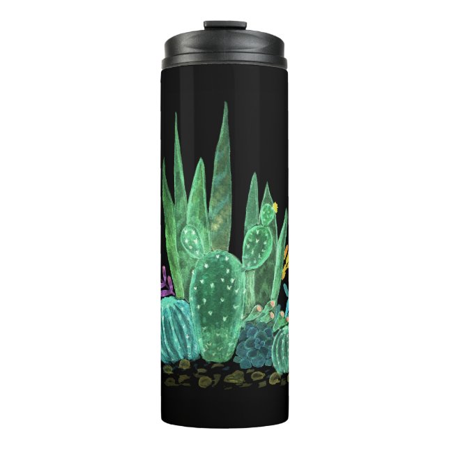 Bouteilles Isothermes Aquarelle, cactus lancer oreiller (Devant)