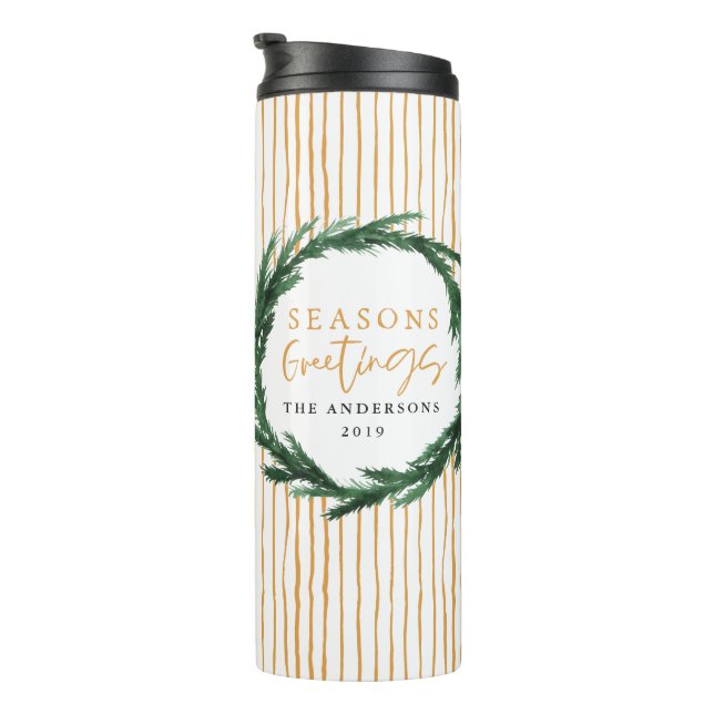 Bouteilles Isothermes Aquarelle couronne + rayures cadeau de Noël (Tourné sur la droite)