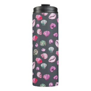 Bouteilles Isothermes Aquarelle de coquillage : Motif bleu foncé