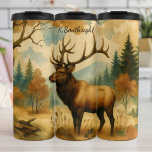 Bouteilles Isothermes Aquarelle de la forêt d'automne Majestic Elk