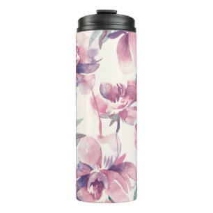 Bouteilles Isothermes Aquarelle de pivoines : arrière - plan floral tran