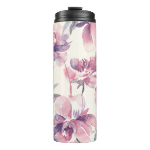 Bouteilles Isothermes Aquarelle de pivoines : arrière - plan floral tran