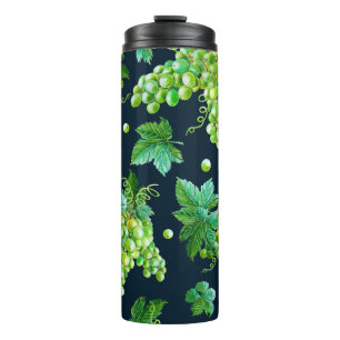 Bouteilles Isothermes Aquarelle de raisin vert, feuilles sur arrière - p
