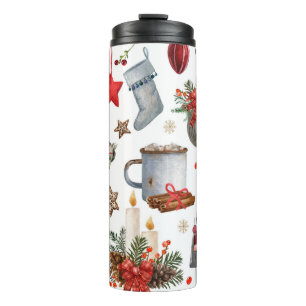Bouteilles Isothermes Aquarelle décoration de noël motif